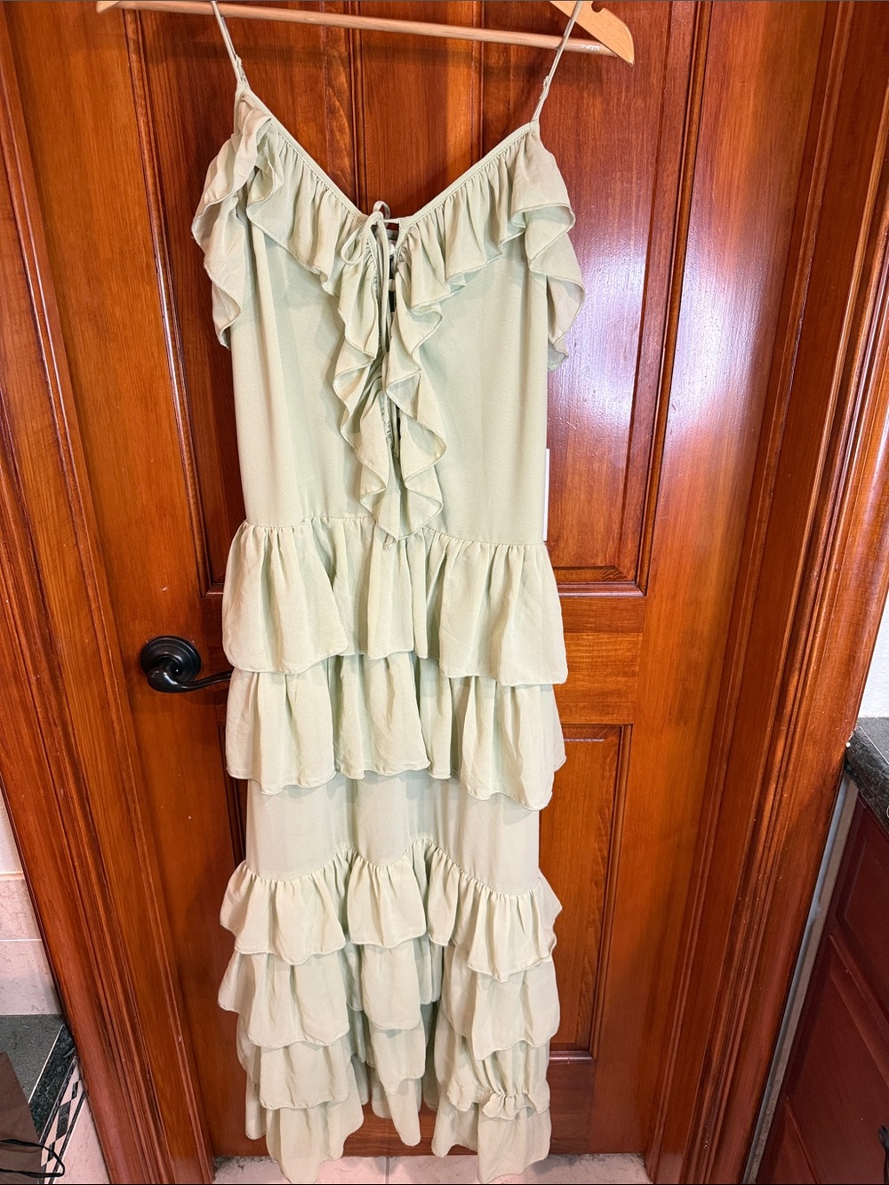 Sage Green Ruffle Maxi Dress